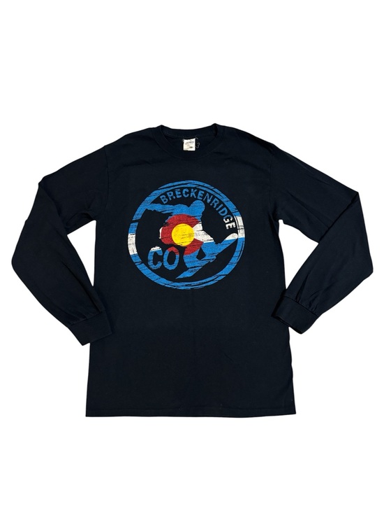 Tops - Breckenridge CO Graphic Long Sleeve Tee - navy blue